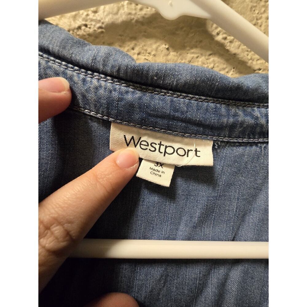 Westport Boho Chambray Blouse Blue Size 3x - Picture 2 of 6
